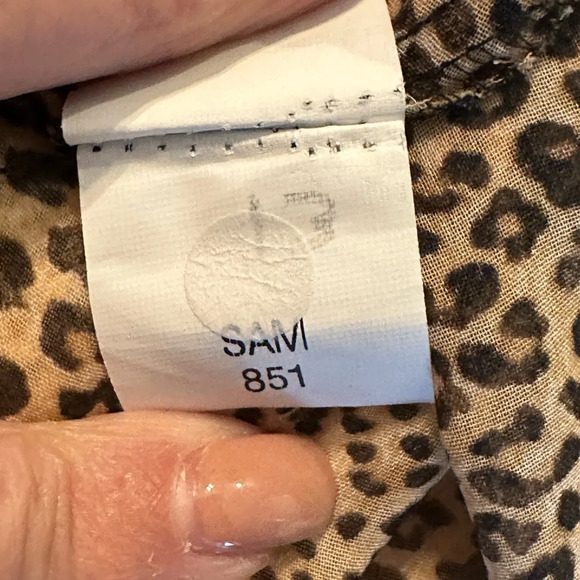 ZARA Sheer Womens Small Leopard Animal Print Scarf Neck Blouse Long Sleeve Shirt - Picture 6 of 7